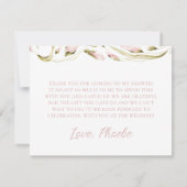 Blush Wasserfarbe Brautparty Flora Flasche Dankeskarte (Rückseite)