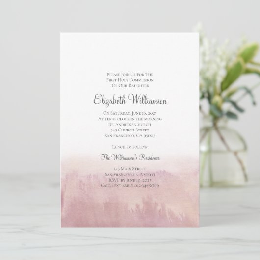 Blush Wasserfarbe Einladung (Stehend Vorderseite)
