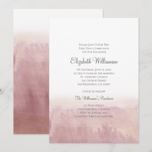 Blush Wasserfarbe Einladung (Vorne/Hinten)