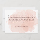 Blush Wasserfarbe Herbst Moderne Hochzeit Dankeskarte (Rückseite)