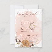 Blush Wasserfarbe Herbst Moderne Hochzeit Save The Date (Vorderseite)