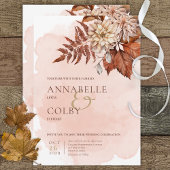 Blush Wasserfarbe Herbst Moderne Hochzeitseinladun Einladung