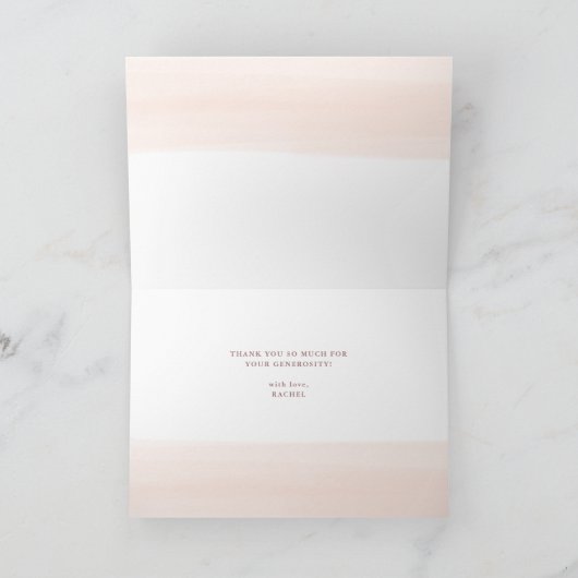 Blush Wasserfarbe | Imitate Rose Gold Bat Mitzvah Dankeskarte (Innenseite)
