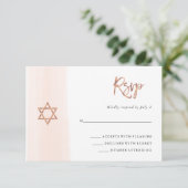 Blush Wasserfarbe | Imitate Rose Gold Bat Mitzvah RSVP Karte (Stehend Vorderseite)