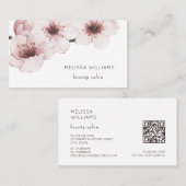 Blush-Wasserfarbe Kirschblüte | QR-Code Visitenkarte (Vorne/Hinten)
