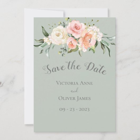 Blush Wasserfarbe Romantische Blumenhochzeit Rette Save The Date (Vorderseite)