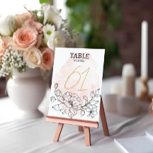 Blush Wasserfarbe & Schwarze Flora Elegante Hochze