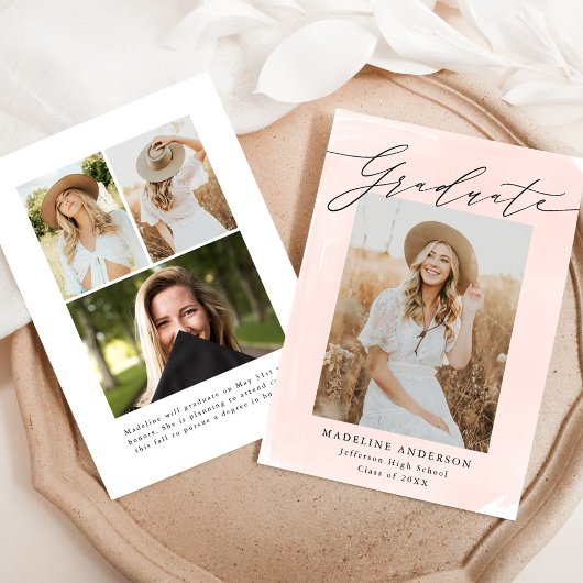 Blush Wasserfarbe Wash 4 Foto Abschluss Ankündigung