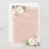 Blush Wasserfarbe Weiße Blume Brautparty Einladung (Vorne/Hinten)