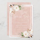 Blush Wasserfarbe Weiße Blume Schöne Hochzeit Save The Date (Vorne/Hinten)