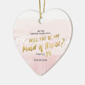 Blush Wasserfarbe Werden Sie meine Trauzeugin sein Keramikornament (Links)