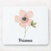Blush-Wasserfarben-Blume Name Mousepad (Vorne)