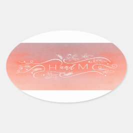 Blush Wasserfarben Elegante Moderne Hochzeit Ovaler Aufkleber