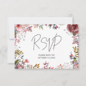 Blush-Wasserfarben-Hochzeit an der Grenze RSVP Karte (Vorderseite)