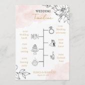 Blush Watercolor & Black Floral Wedding Timeline Programm (Vorderseite)