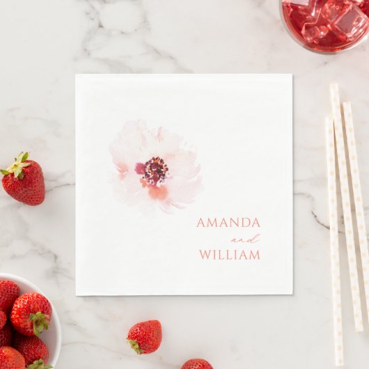 Blush Watercolor Bloral Wedding Napkins Serviette (Beispiel)