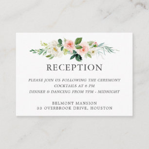 Blush Watercolor Blues Hochzeitsempfang Begleitkarte