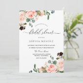 Blush Watercolor Blues Hochzeitssemble Brautparty Einladung (Stehend Vorderseite)