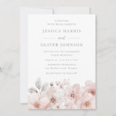 Blush Watercolor Blume Schöne Hochzeit Einladung (Vorderseite)