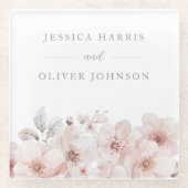 Blush Watercolor Blume Schöne Hochzeit Glasuntersetzer (Vorderseite)