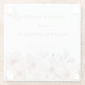 Blush Watercolor Blume Schöne Hochzeit Glasuntersetzer (Rückseite)