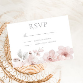 Blush Watercolor Blume Schöne Hochzeit RSVP Karte