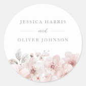 Blush Watercolor Blume Schöne Hochzeit Runder Aufkleber (Vorderseite)