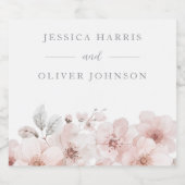 Blush Watercolor Blume Schöne Hochzeit Schaumweinetikett (Einzelnes Label)