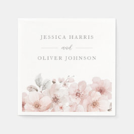 Blush Watercolor Blume Schöne Hochzeit Serviette