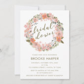 Blush Watercolor Blumenkraut Brautparty Einladung (Vorderseite)