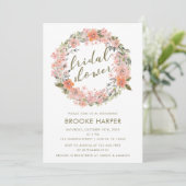 Blush Watercolor Blumenkraut Brautparty Einladung (Stehend Vorderseite)