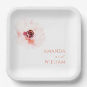 Blush Watercolor Blumenpapier Teller (Vorderseite)