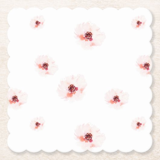 Blush Watercolor Blumenpapier Untersetzer (Vorderseite)
