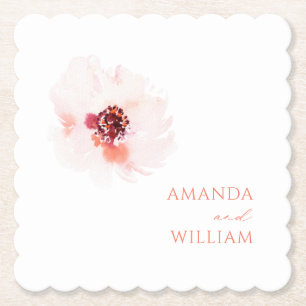 Blush Watercolor Blumenpapier Untersetzer