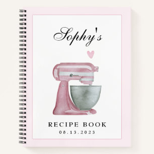 Blush Watercolor Bridal Shower Recipe Book Notizblock