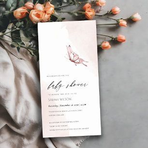 Blush Watercolor Butterfly Baby Dusche laden Dankeskarte