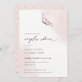 BLUSH WATERCOLOR BUTTERFLY COUPLES SHOWITE DANKESKARTE (Vorne/Hinten)