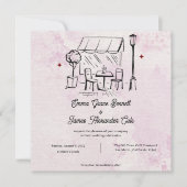 Blush Watercolor Café Illustration Wedding Invite (Vorderseite)