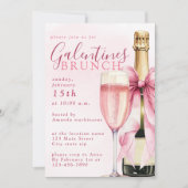 Blush Watercolor Champagne Galentines Brunch Einladung (Vorderseite)