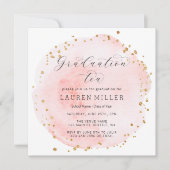 Blush Watercolor Circle Gold Dots Graduation Party Einladung (Vorderseite)