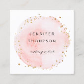 Blush Watercolor Circle Gold Punkte Quadratische Visitenkarte (Vorderseite)