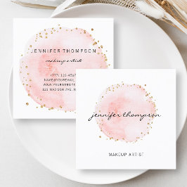 Blush Watercolor Circle Gold Punkte Quadratische Visitenkarte
