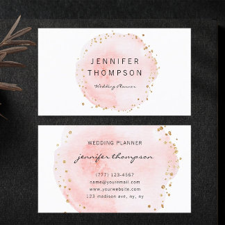 Blush Watercolor Circle Gold Punkte Visitenkarte