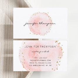 Blush Watercolor Circle Gold Punkte Visitenkarte