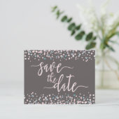 Blush Watercolor Confetti Hochzeit Speichern Sie d Ankündigungspostkarte (Stehend Vorderseite)