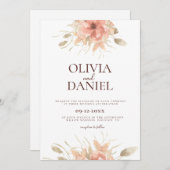 Blush Watercolor Dusty Rose Blumenzehen Einladung (Vorne/Hinten)