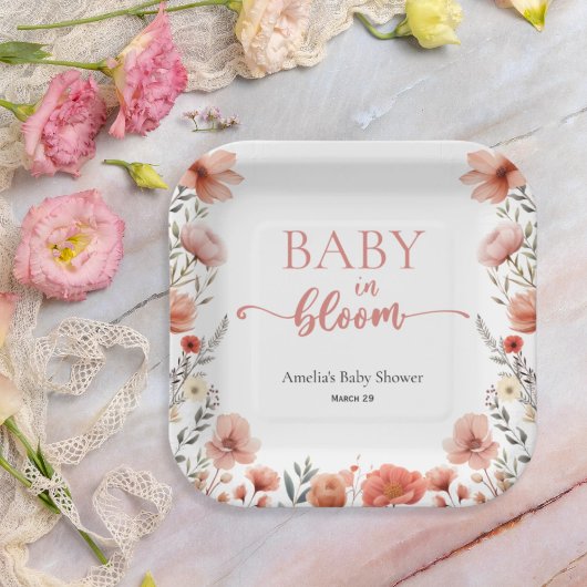 Blush Watercolor Floral Baby in Bloom Paper Teller