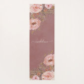 Blush Watercolor Floral Personalisieren Namensschr Yogamatte (Rückseite)