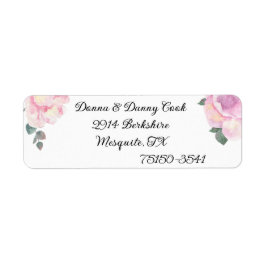 Blush Watercolor Floral return address label
