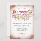 Blush Watercolor Floral Script Engagement Party Einladung (Vorderseite)